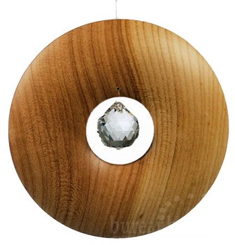 houten hanger met kristal, 'Schijf'